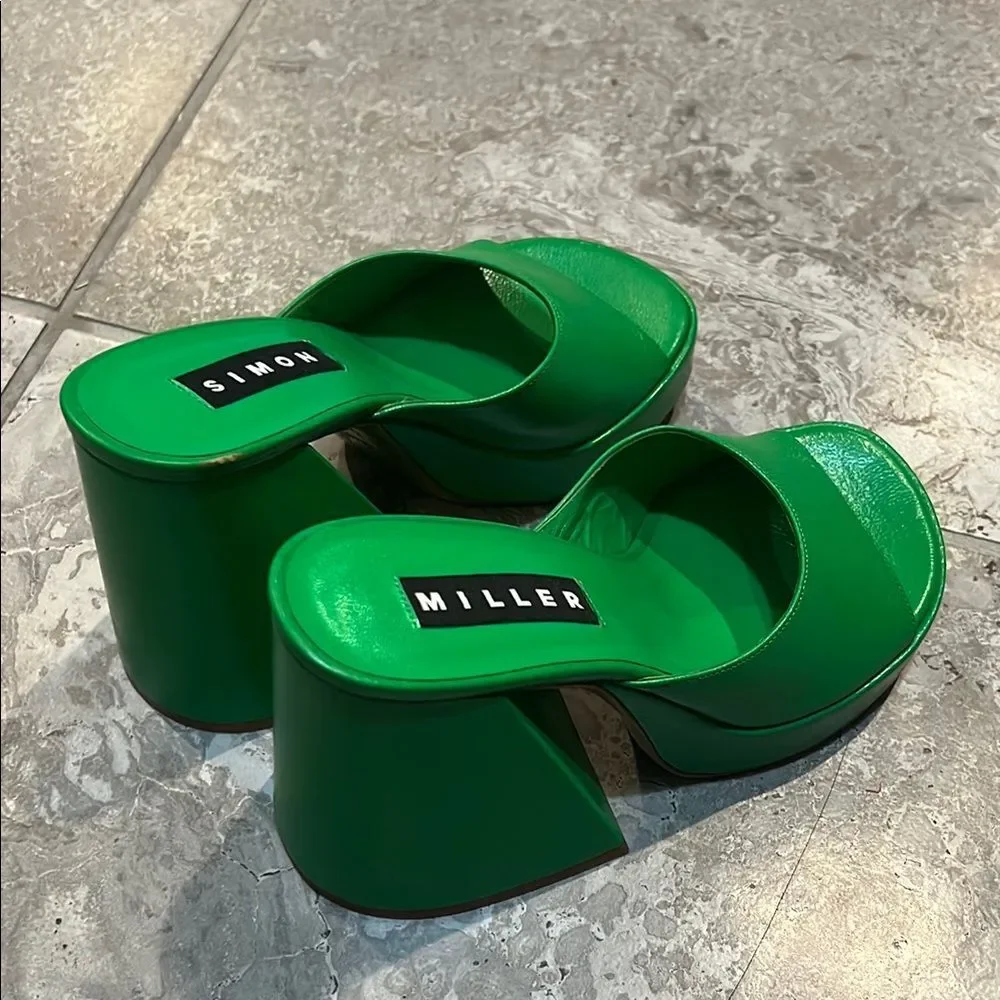 Simon Miller F229 Slice High Heel Sandals in Green, New, Size 36